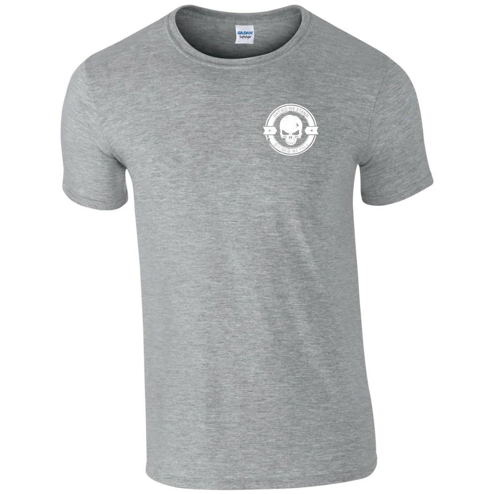 United We Stand T Shirt Pocket Divided We Fall Skull Gym Exercise Unisex Tee Top