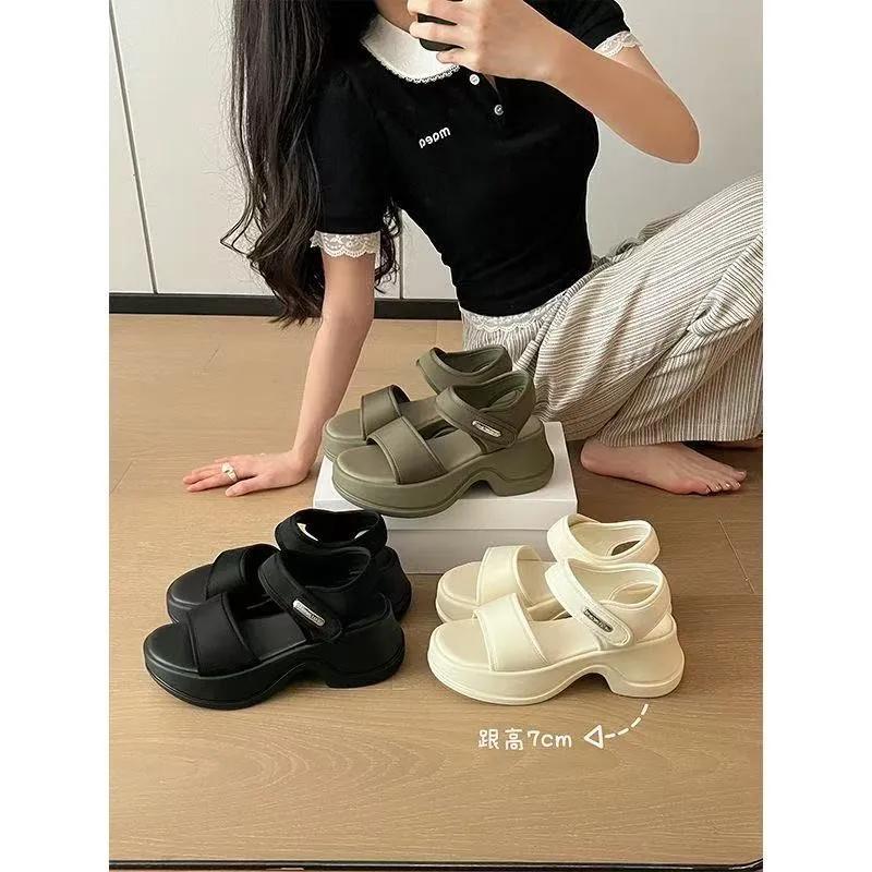 Fashion 2025 Summer Sandals Women's New Height Increasing Thick Bottom Casual Sports Sandals Fashionable and Versatile Outdoor Sandals