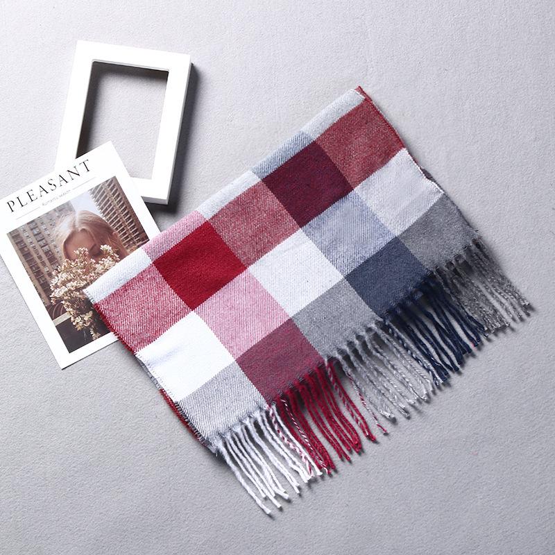 Stylish British Plaid Cashmere-Feel Scarf for Men & Children - Autumn/Winter Warm Shawl & Snood