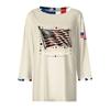 Women's Fashion Casual Seven-Sleeve Independence Day Print Round Neck Top