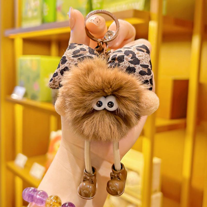 2025 Creative Bowknot Plush Keychain: Little Coal Ball Pendant Charm