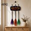 Halloween Door Hanging Sign Broom Parking with 3 Witch Brooms Hocus Pocus Themed Wooden Sign Easy Festive Wall Art Funny Pendant for Front