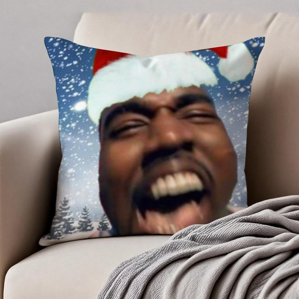 Funny Humorous Internet Meme K-Kanye West Cushion Cover Pillowcase Anti-Dustmite Invisible Zipper Short Plush Sofa Cushion