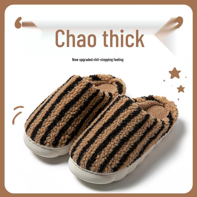 Warme Baumwollpantoffeln mit rutschfester Sohle - Dicke Sohle für Damen & Herren, Perfekt für Herbst/Winter drinnen