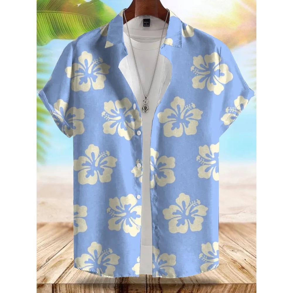 Seaside Hawaiian Style Men's Shirt Summer Vacation Casual Men's Short-sleeved Shirt Outdoor Beach Loose Comfortable Men's Shirt
