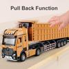 1/50 Extended Dump Truck Model Toy Metal Diecasting Doors Opened Sound Light Pull Back Vehicle Models Ornaments Children's Gifts