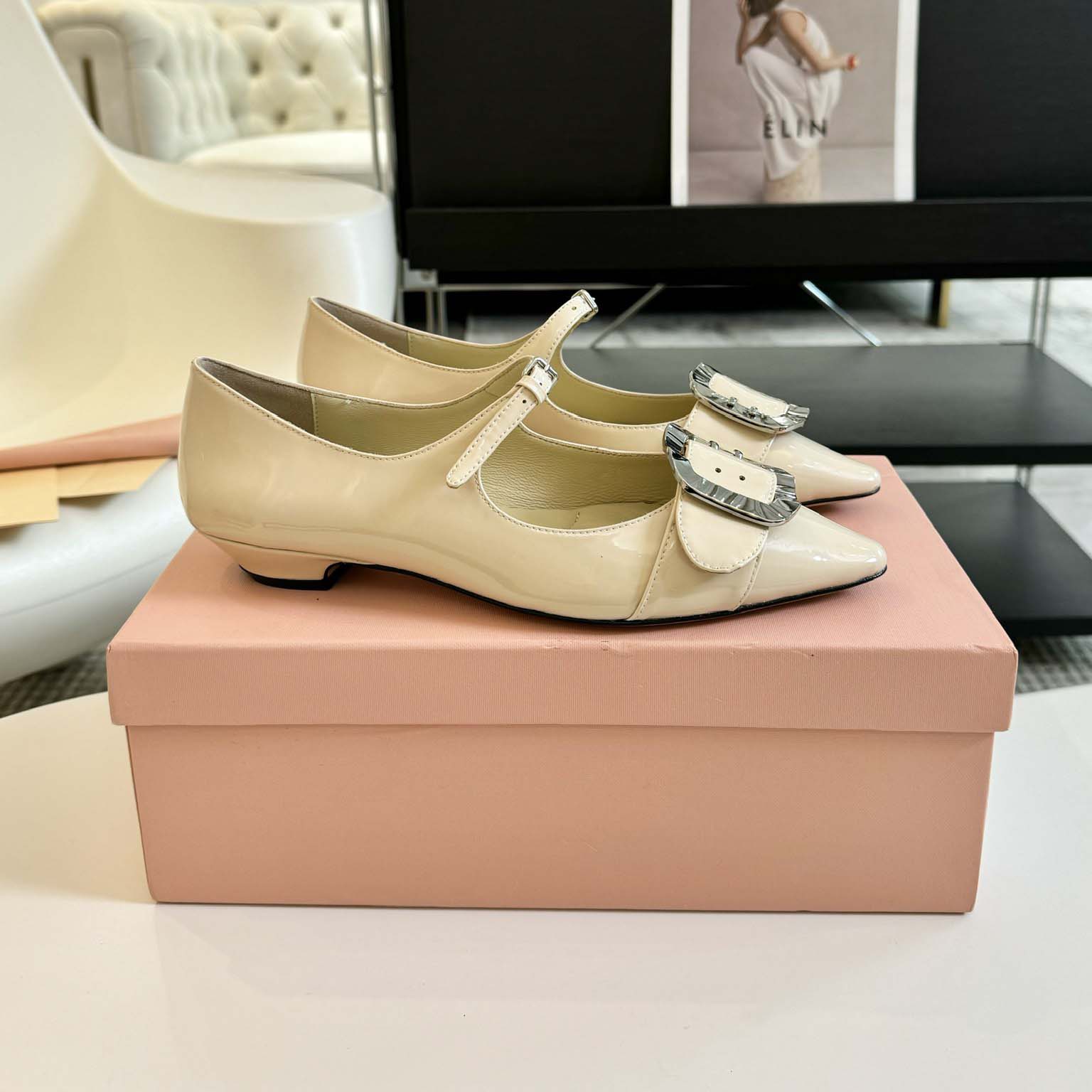 

Женские туфли-лодочки с острым носком Туфли Мэри Джейн с пряжкой на ремне из натуральной кожи с металлическим декором Женская обувь Chaussure Femme 40