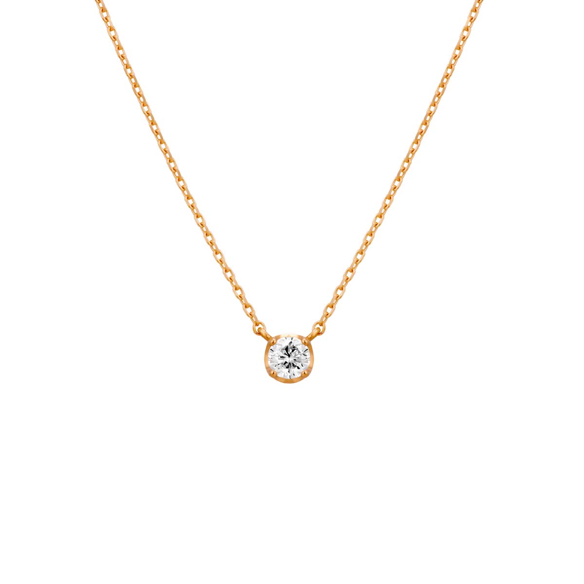 

Кольє з рожевого золота K18 з одним діамантом 111731123106 [Офіційне] 4℃ (Море Йондо) прибл. 0,1 карата