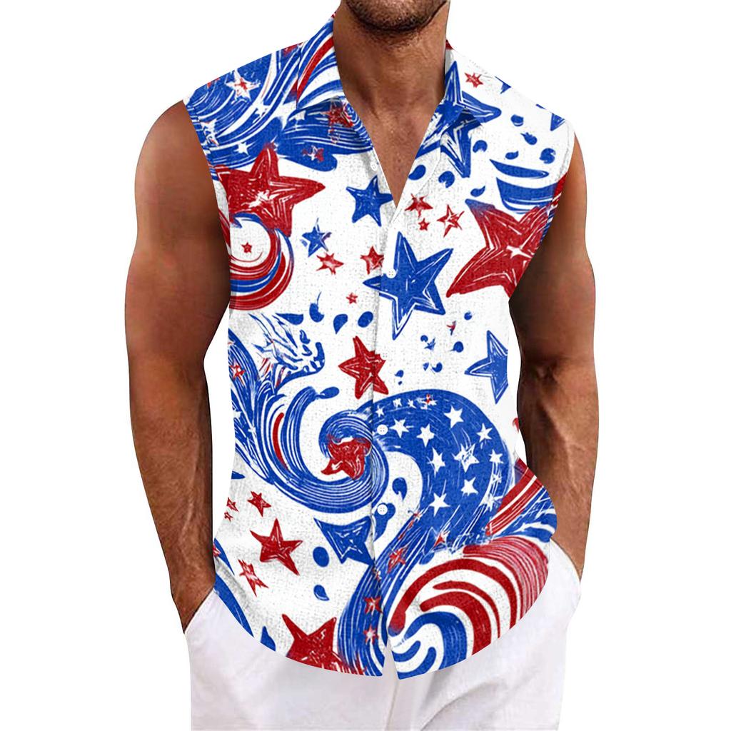 Męska hawajska koszula z klapami zapinana na guziki T-shirt top