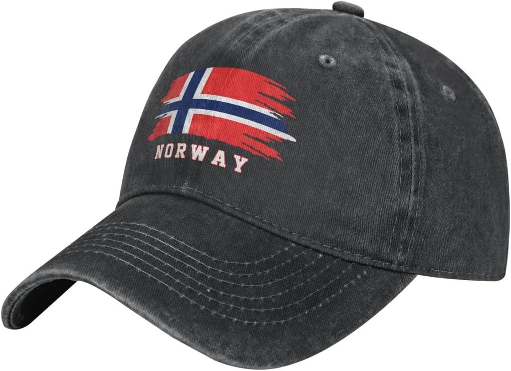 Bandiera Norvegese Cappellino da Baseball Norreno Cotone Denim Uomo Regolabile Cappellini Patriottici