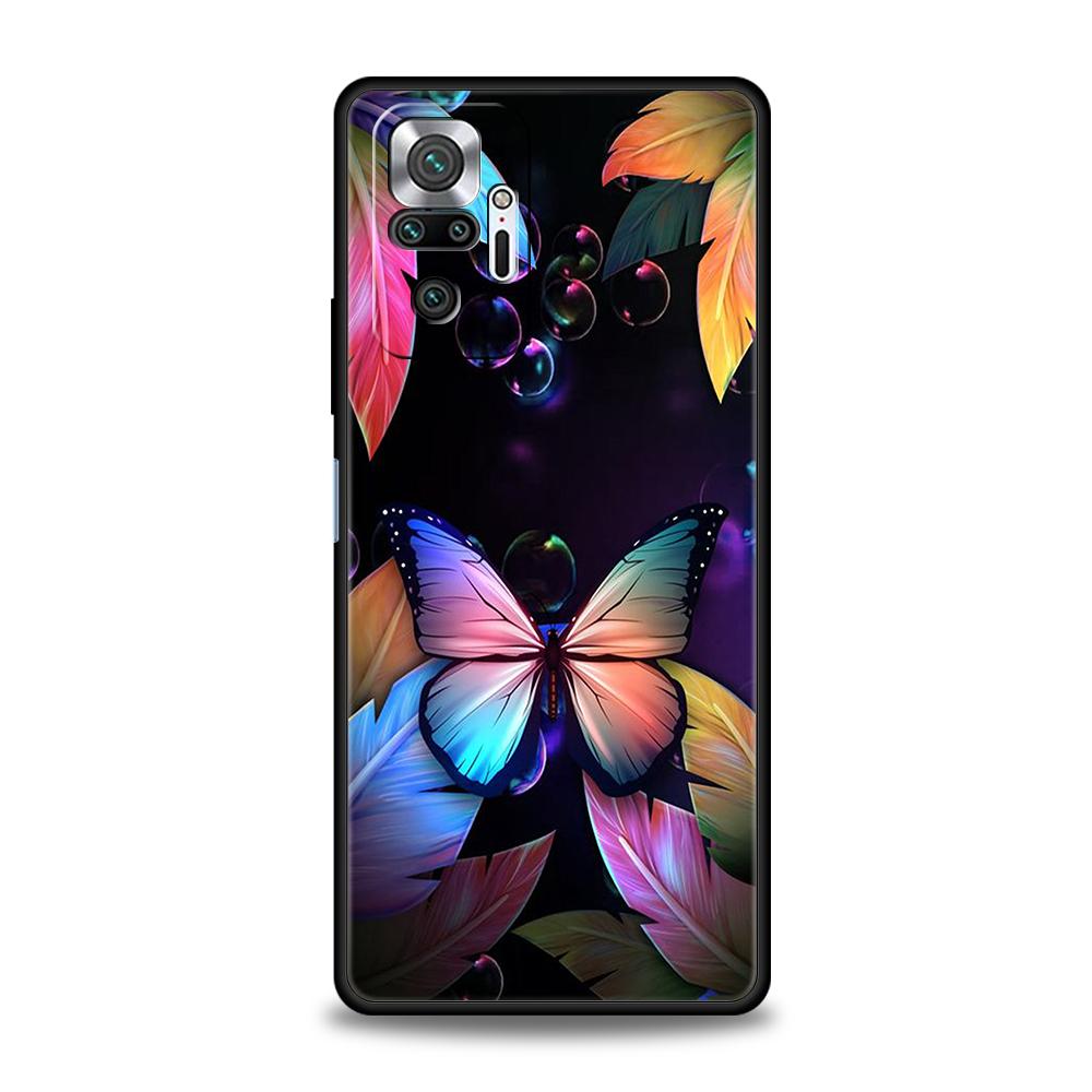 Butterfly Phone Case Cover for Redmi 13C 10C Note 13 12 10 11 Pro Plus 7 8T K40 K50 Gaming Pro Plus 5G Soft TPU Shell Capas Bags