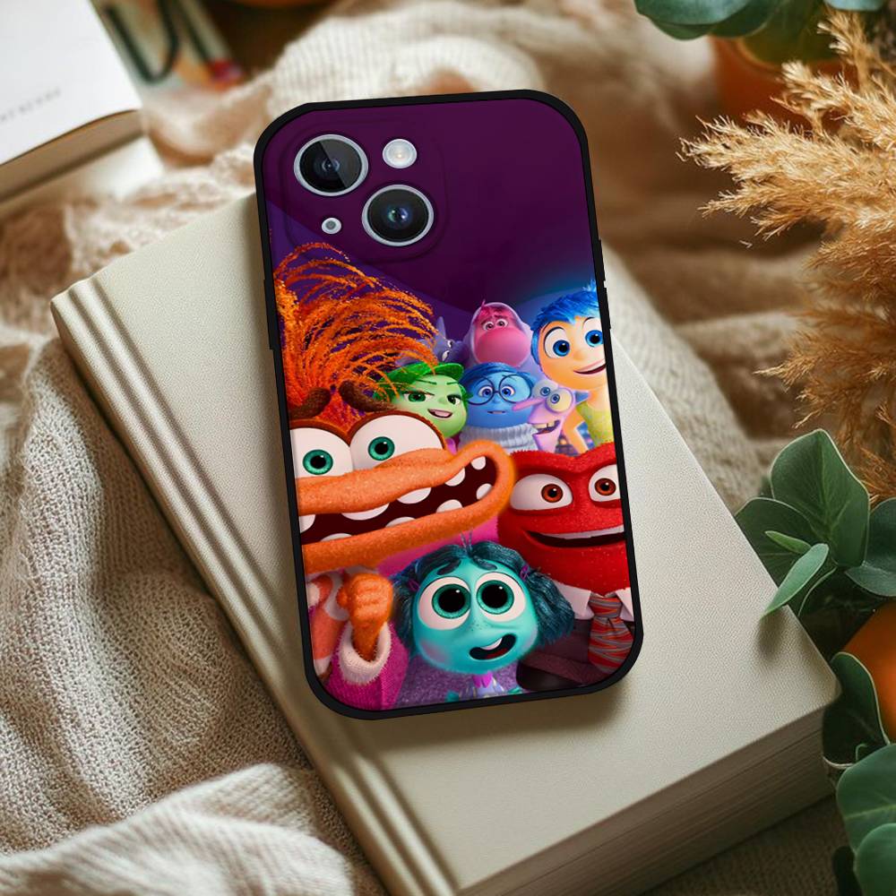 I-Inside Out 2 Family Phone Case For IPhone 1716 15 14 13 Pro Max 11 12 Mini X Xs XR Black Silicone Cover