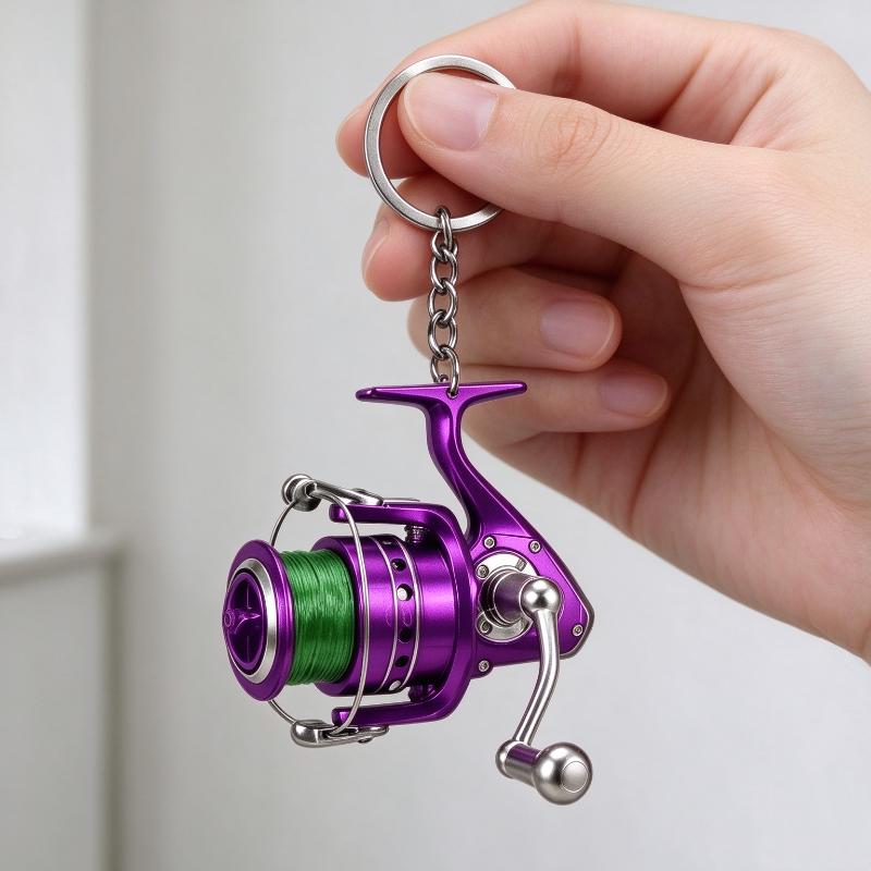 1 ks 2D Plochý Mini Rybářský Naviják Klíčenka Simulace Rybářského Navijáku Přívěsek Pro Rybářského Nadšence Dekorace Batohu Dárek