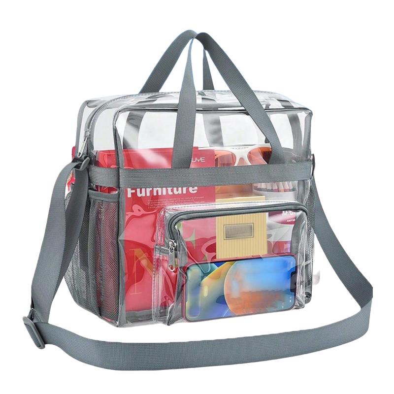 Tragbare durchsichtige PVC-Umhängetasche Crossbody-Tasche Tragetasche Aktentasche Handtasche für Damen Große Kapazität Klare Tasche Einkaufstasche
