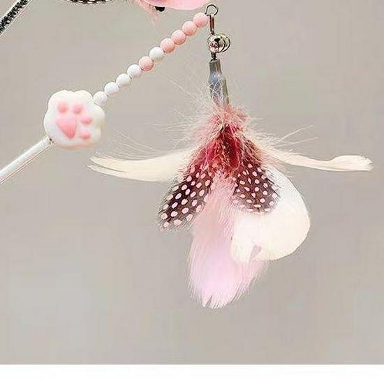 Internet Celebrity Cat Teaser: Feather Wand with Bell - Durable, Fun, and Cute Rod: 40cm + Pendant: 13cm