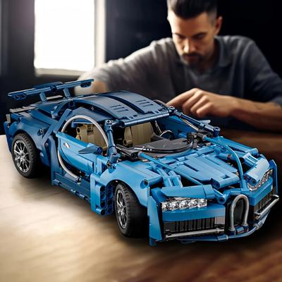 1690-teiliges High-End-Sportwagen-Montageset, Blau, verwendet ABS-Materialien und blaue Farben, geeignet für Wohnzimmer- und Schlafzimmerdekoration