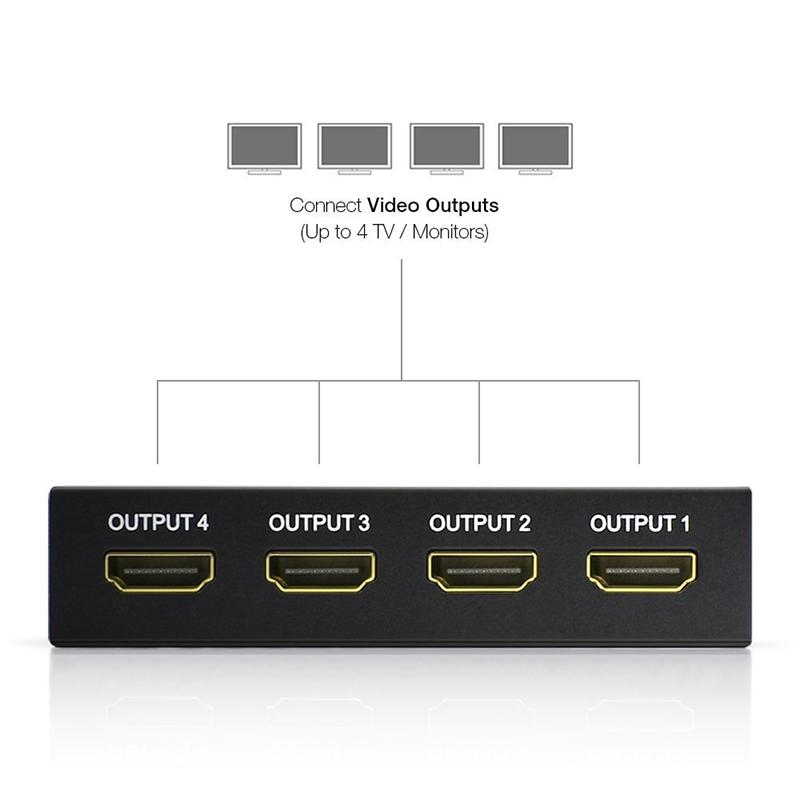 Répartiteur compatible Hdmi 4k, 1x4, vidéo Full Hd 1080p, commutateur 1 entrée 4 sorties