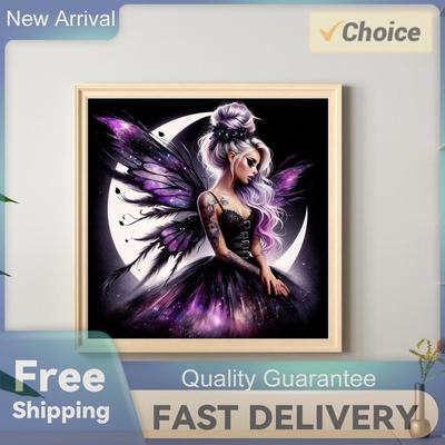 Butterfly Girl Moon Diamond Art Kits for Home Office Wall Decor DIY Gem Art Diamond Painting Kits Diamond Dots Gem Art 40x40cm