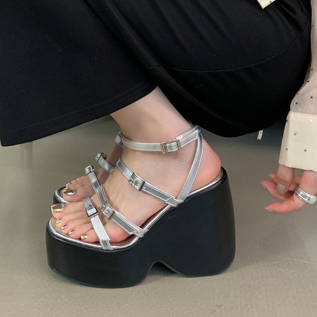 Eilyken Sexy Klobige Plateau Sandalen mit Schmalen Riemen Damen High Heels Schuhe Design Stil Schnallenschuh Sandalen für Damen