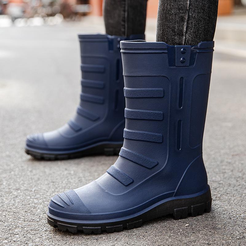 Fashion Unisex Rubber Shoes Men and Women Mid Calf Boots Waterproof Work Safety Rain Boots Fishing Husband Botas Para Lluvia