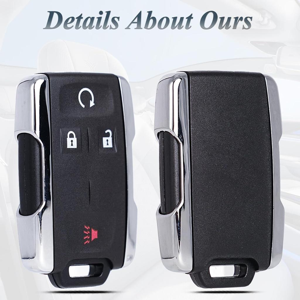 Key Fob Shell Case Replacement Fits For Chevy Silverado Colorado GMC Sierra Canyon 2014- Keyless Entry Remote Control 4 Button Pad Outer Cover With