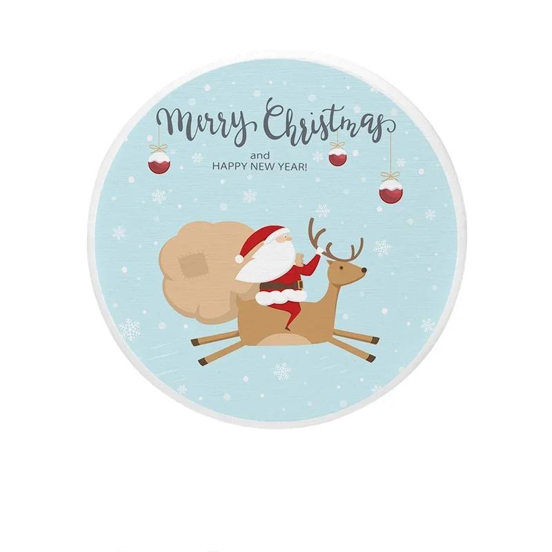 Diatomite Absorbent Coasters Christmas Decoration Anti-slip High-Temperature cup mat Heat Insulation Hot pad Dining Table Decor