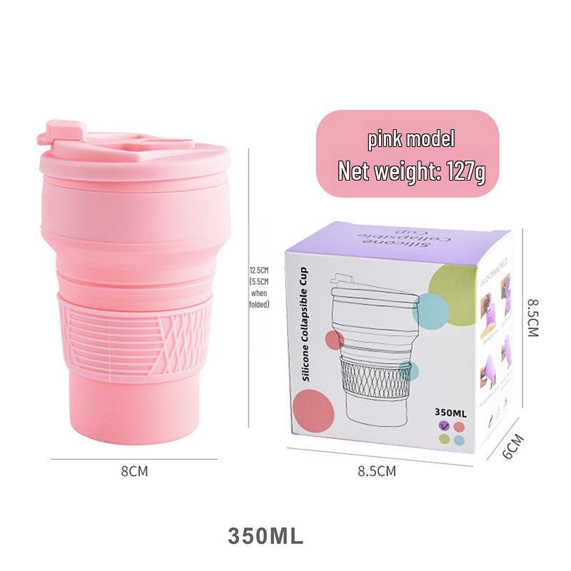 I lager vikbar silikonvattenflaska, utomhusmugg, högtemperaturbeständig, portabel och lätt att förvara sportflaska.