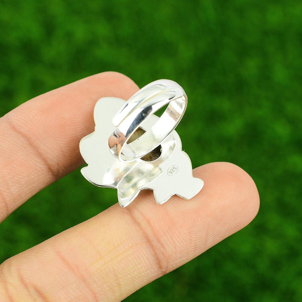 Sterling Silver Natural Picture Jasper Engagement Wife Stackable Ring Jewelry