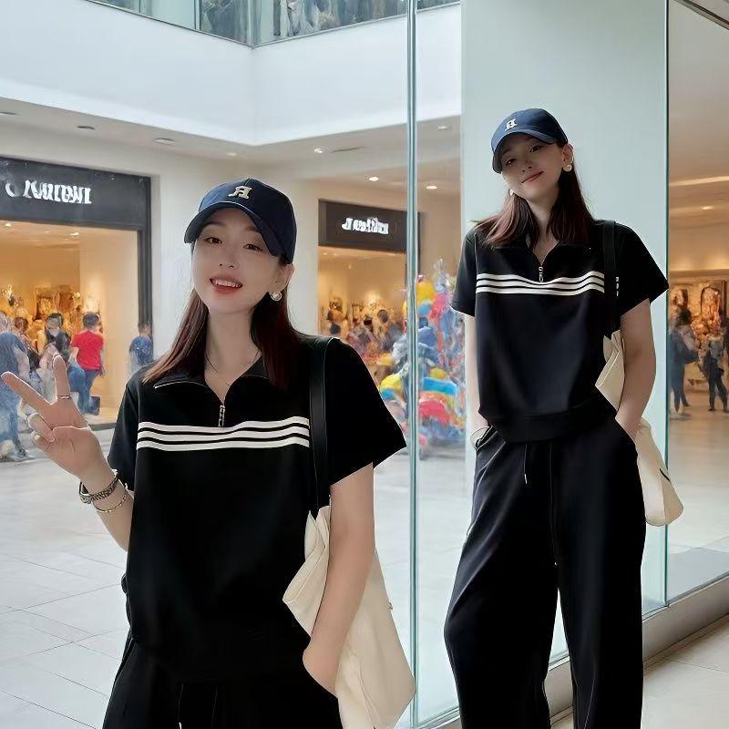 Women's Trendy Summer 2026 Stand Collar Top & Wide Leg Pants Set