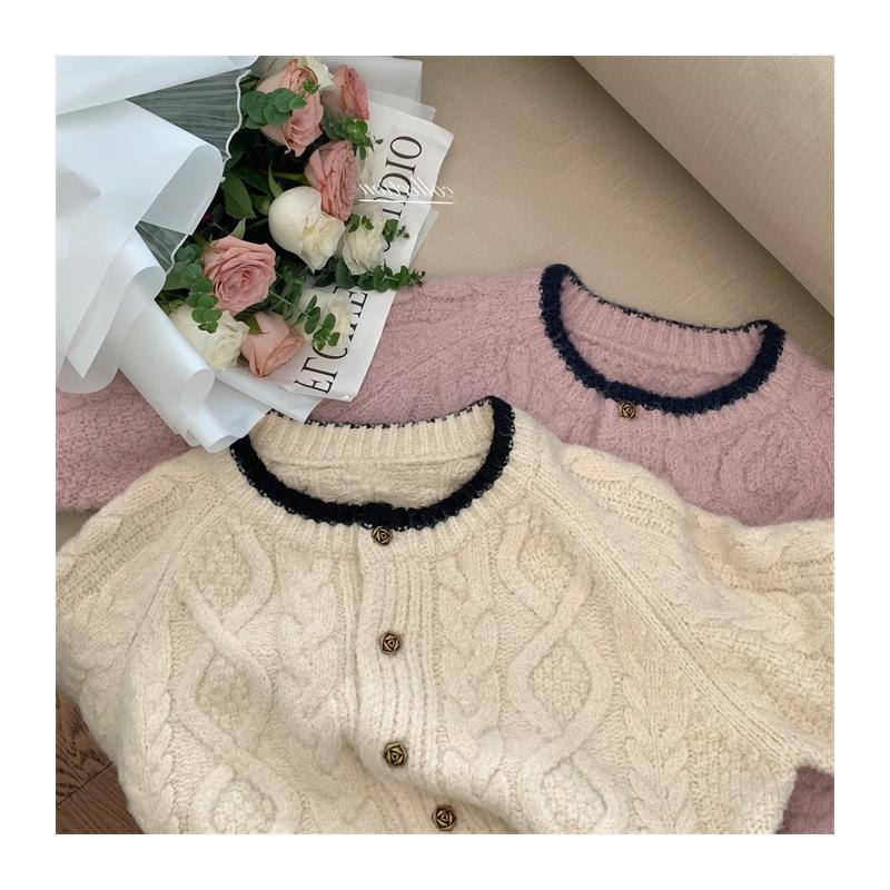 Women's Knitted Cardigan Sweater Fried Dough Twists Autumn Winter Loose Versatile Short