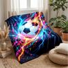 Energetic Soccer Ball Art Theme Blanket Lightweight Warm Flannel Blanket Decorative Throw Blanket for Home Decoration