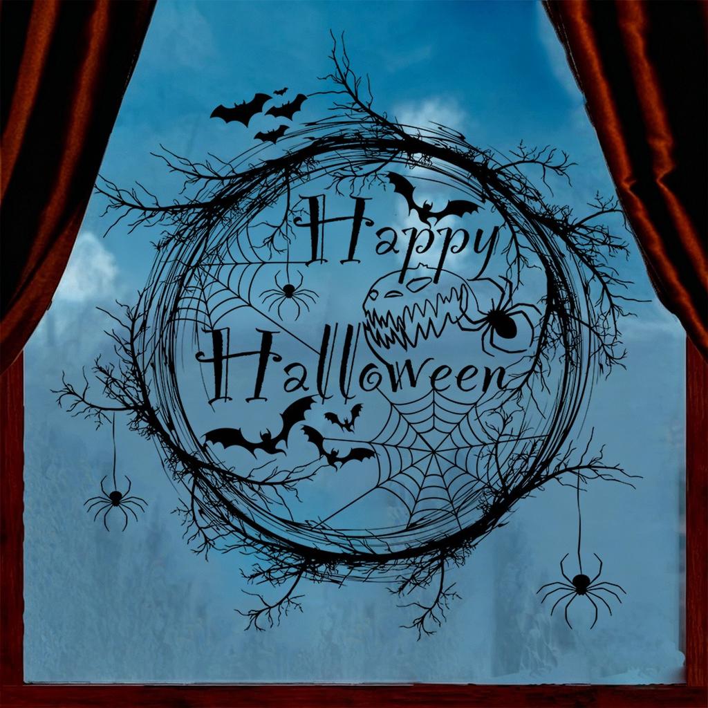 Halloween Static Cling Spider Web Bat Silhouette Window Decal Removable No Glue Sticker Glass Decor