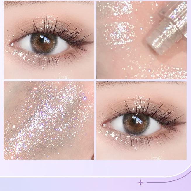 Ombre à paupières colorée en streaming, flocons scintillants nacrés pour éclaircir la lumière, maquillage d'ombre à paupières liquide de ver à soie