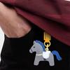 Keychain Pendant Cartoon Horse Shape Key Holder Colorful Faux Leather Access Card Case Bag Lanyard Decorative Keychain Accessory