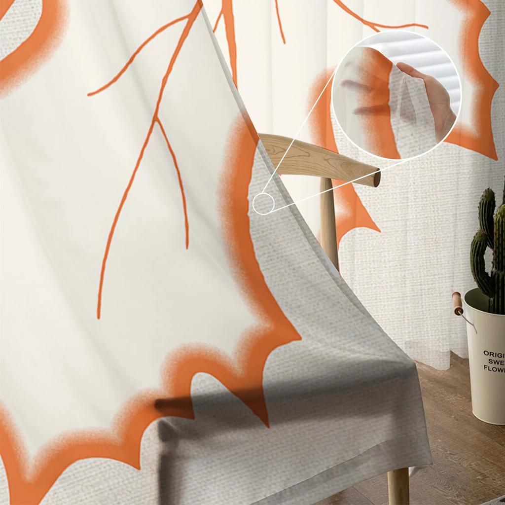 Thanksgiving Autumn Maple Leaf Sheer Curtains For Living Room Bedroom Tulle Curtain For Kitchen Voile Curtain Blind Panels