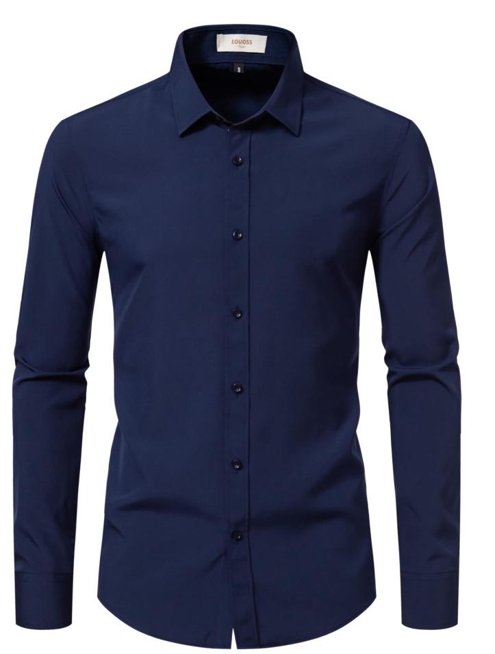 Camisa de Negocios de Manga Larga para Hombre sin Planchar - Antiarrugas y Ropa Casual de Verano