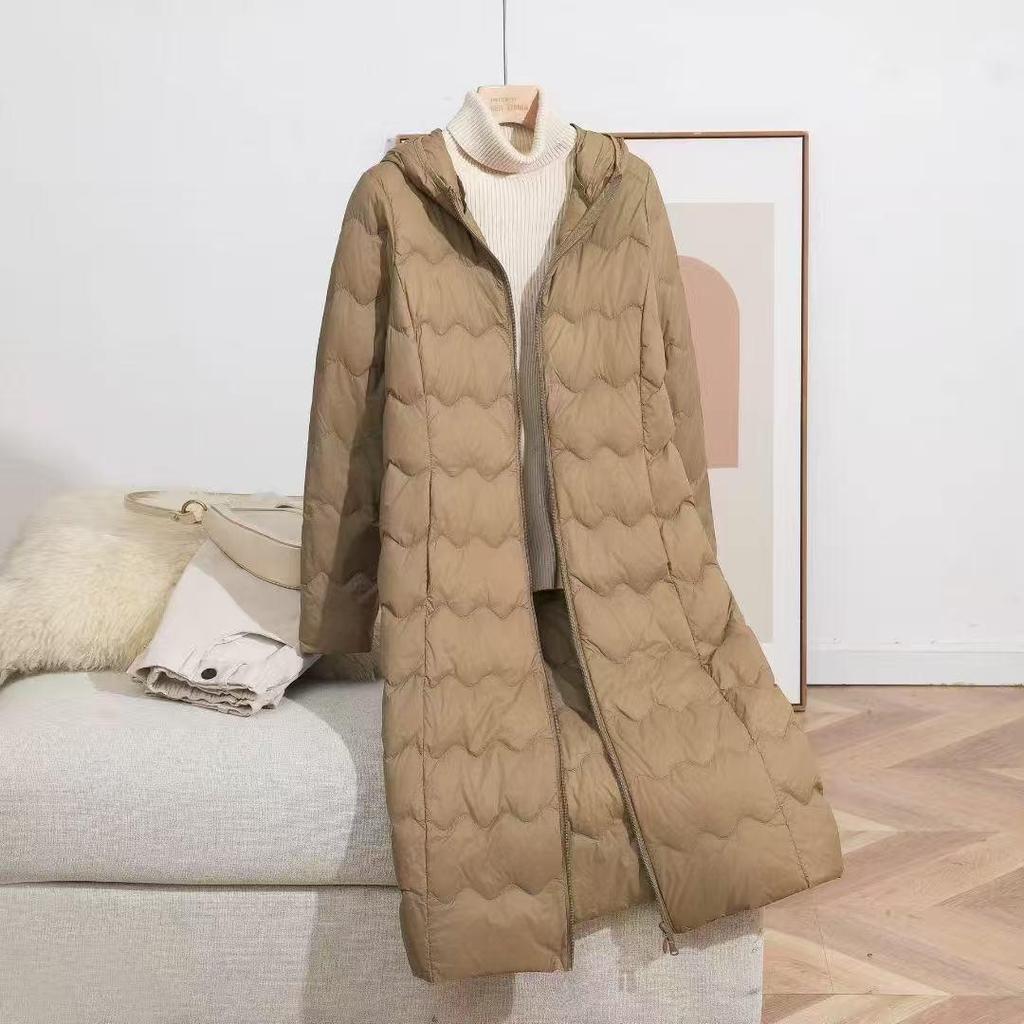 2025 Women's Lightweight Hooded Wavy Down Jacket Coat