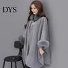 Winter Coat Lady Cape Dolman Sleeves Thick Shawl Loose Stand Collar Solid Cozy Wool Blend Trench Color Faux Fur Decor Warm Daily Wear Work Outdoor