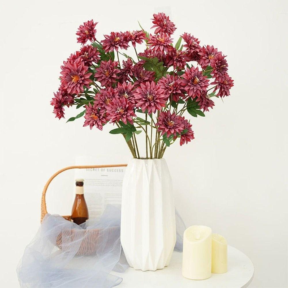 3 Heads Silk Flower 64cm Length Hydrangea Flower New Artificial Dahlia Flower  Wedding Decorations