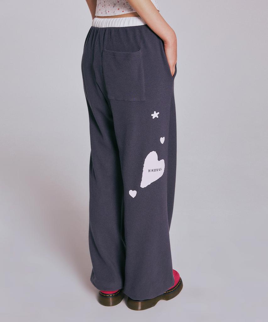 YOUHEE [3Colors] Graphic Waffle Sweat Pants