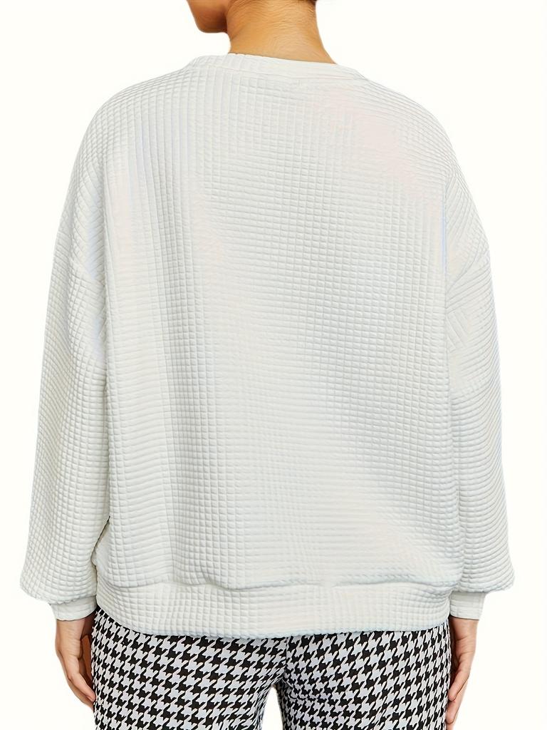European and American new solid color round neck long sleeve loose top sweater casual versatile casual fashion