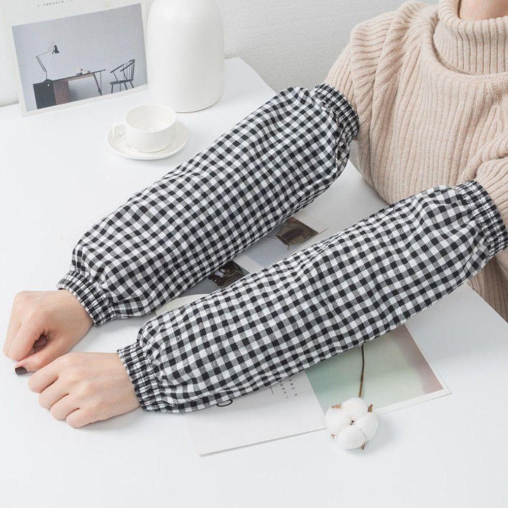 Cotton Lattice Arm Sleeves Dustproof Arm Cover Elastic Cooling Sleeves  Driving чёрный