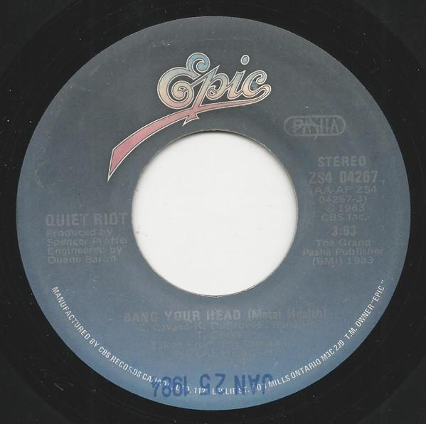 

7inch Record QUIET RIOT Bang Your Head ZS404267 Epic 1983 Canada Rock Used