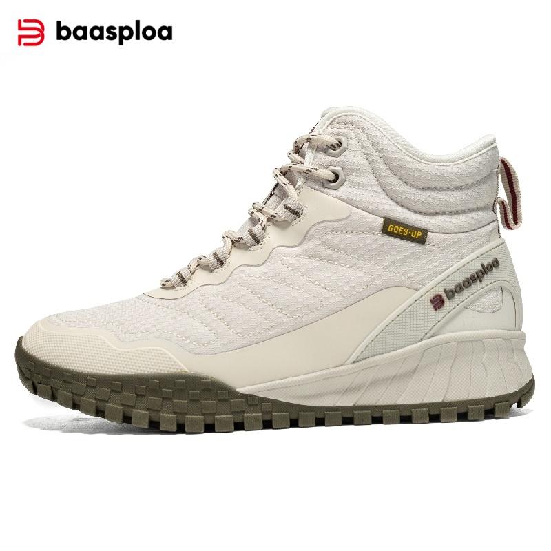 BAASPLOA Women's Winter Waterproof  Warm Plush New Women's Cotton Shoes Winter High Top Cotton Shoes Snow Boots Outdoor Hiking Boots