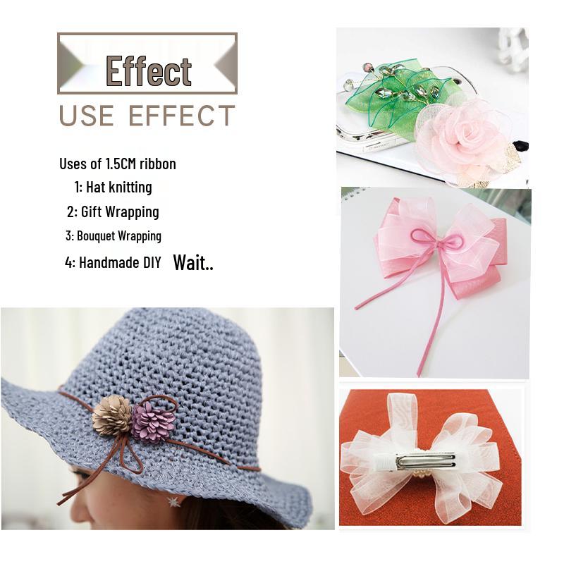 Cinta de Hilo de Nieve Transparente de 1,2 cm para Manualidades: Ganchillo, Accesorios para el Cabello, Lazos, Regalos, Empaque para Pasteles y Cajas, Cinta de Seda