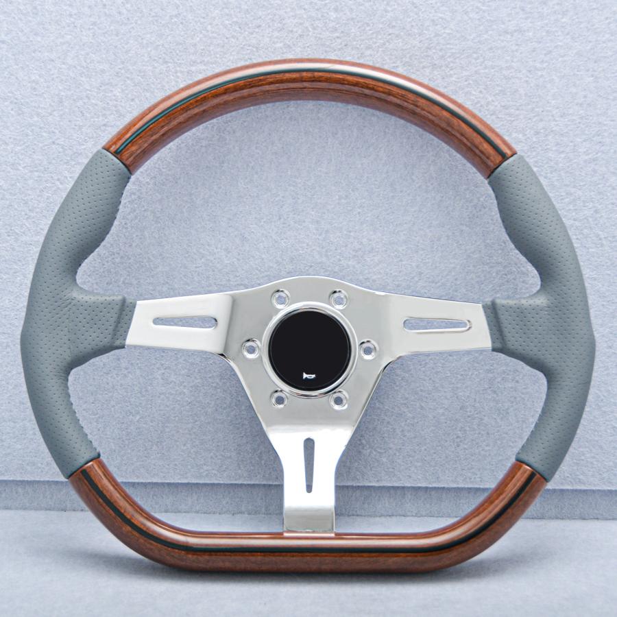 JDM Classic Vintage D Shape Steering Wheel Wooden Sports Steering Wheel for Universal