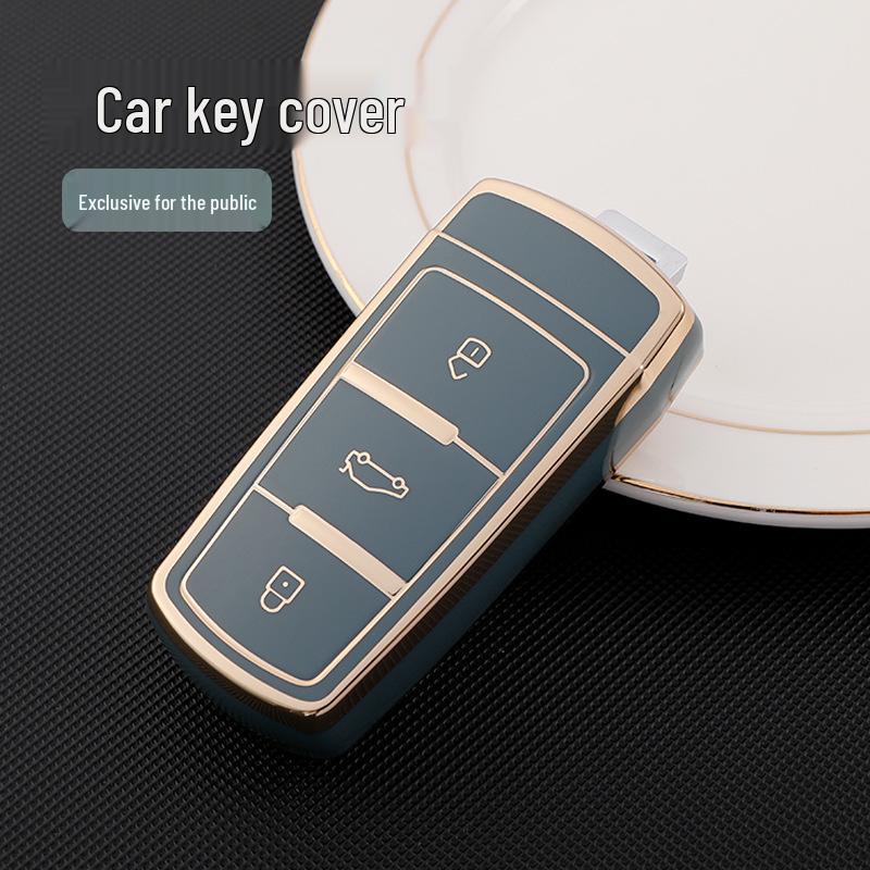Volkswagen Magotan B7CC Key Case - Gold Edge Design, Protective Shell