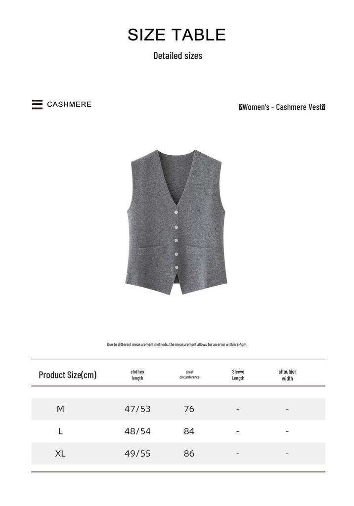 Chic Light Luxury V-Neck Cashmere Knit Women's Slim-Fit Vest for Autumn/Winter