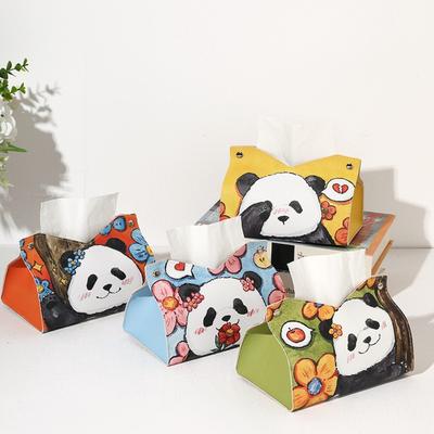 Panda Car Tissue Box Desktop Table Napkin Holder Case Storage Box Desktop PU Leather Tissue Container Bathroom Home Decortion