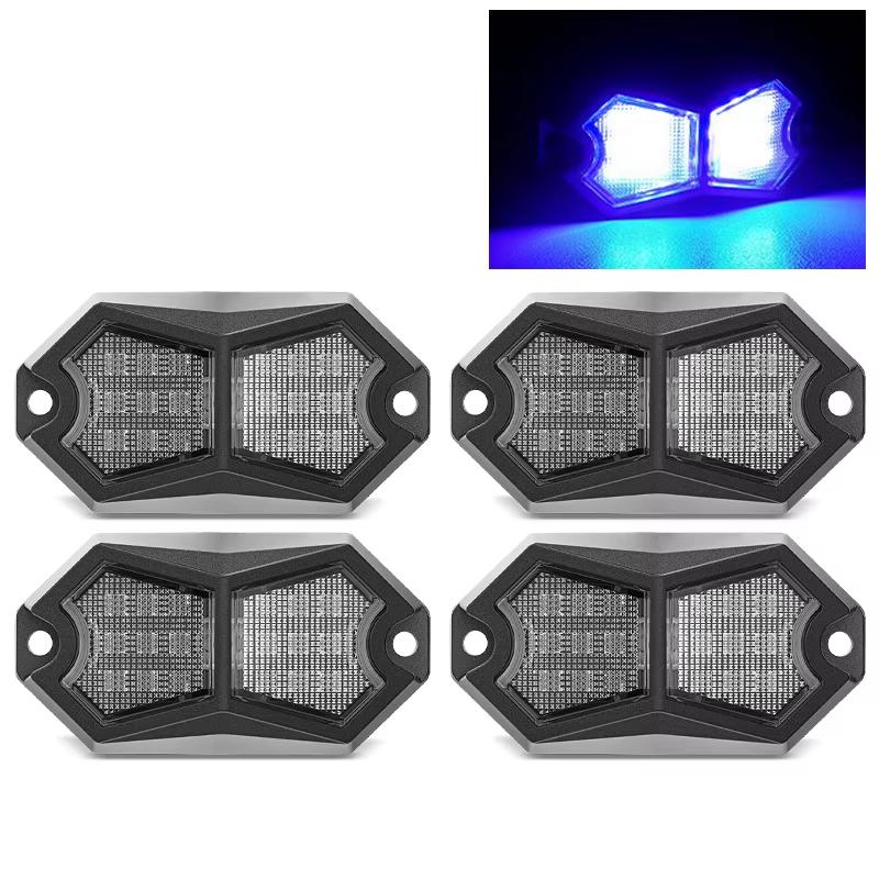

4PC 18LED Car LED Rock Light 12V 24V LED Underbody Light for Vehicle Off-Road Van Lorry RV Atmosphere Light Warning Signal Lamp синий